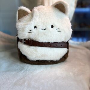 Plush Cat Carrier with Brown Accents